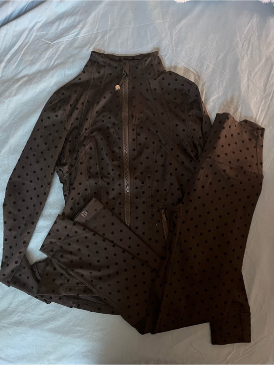 lululemon athletica Other - lululemon athletica Black Polka Dot Zip Jacket and Leggings Set